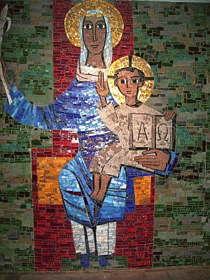 Marienmosaik in der Pfarrkirche St.Paulus, Voerde unter der Orgelb&uuml;hne -Klicke mich