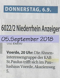 Niederrhein Anzeiger Ank&uuml;ndigung