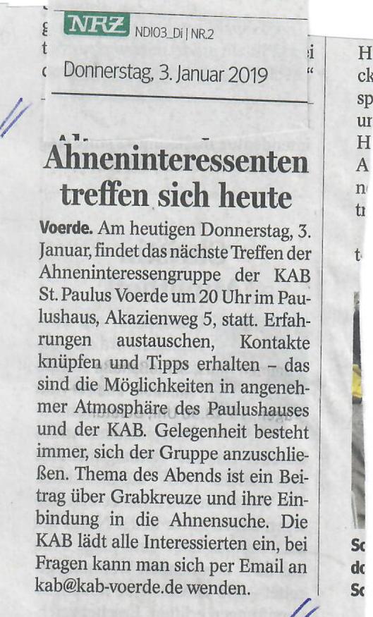 NRZ-Ank&uuml;ndigung vom 03.01.