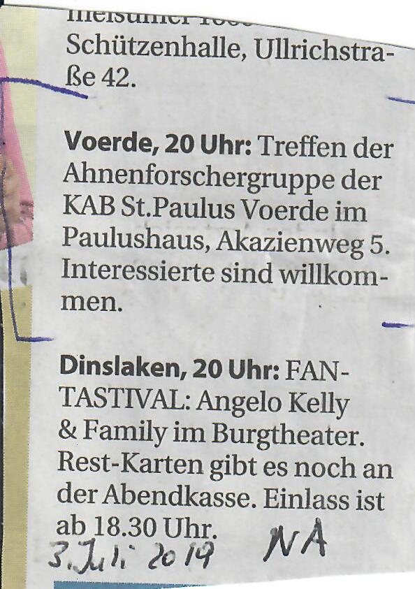 Bericht im Niederrhein Anzeiger (NA) -Klicken und lesen