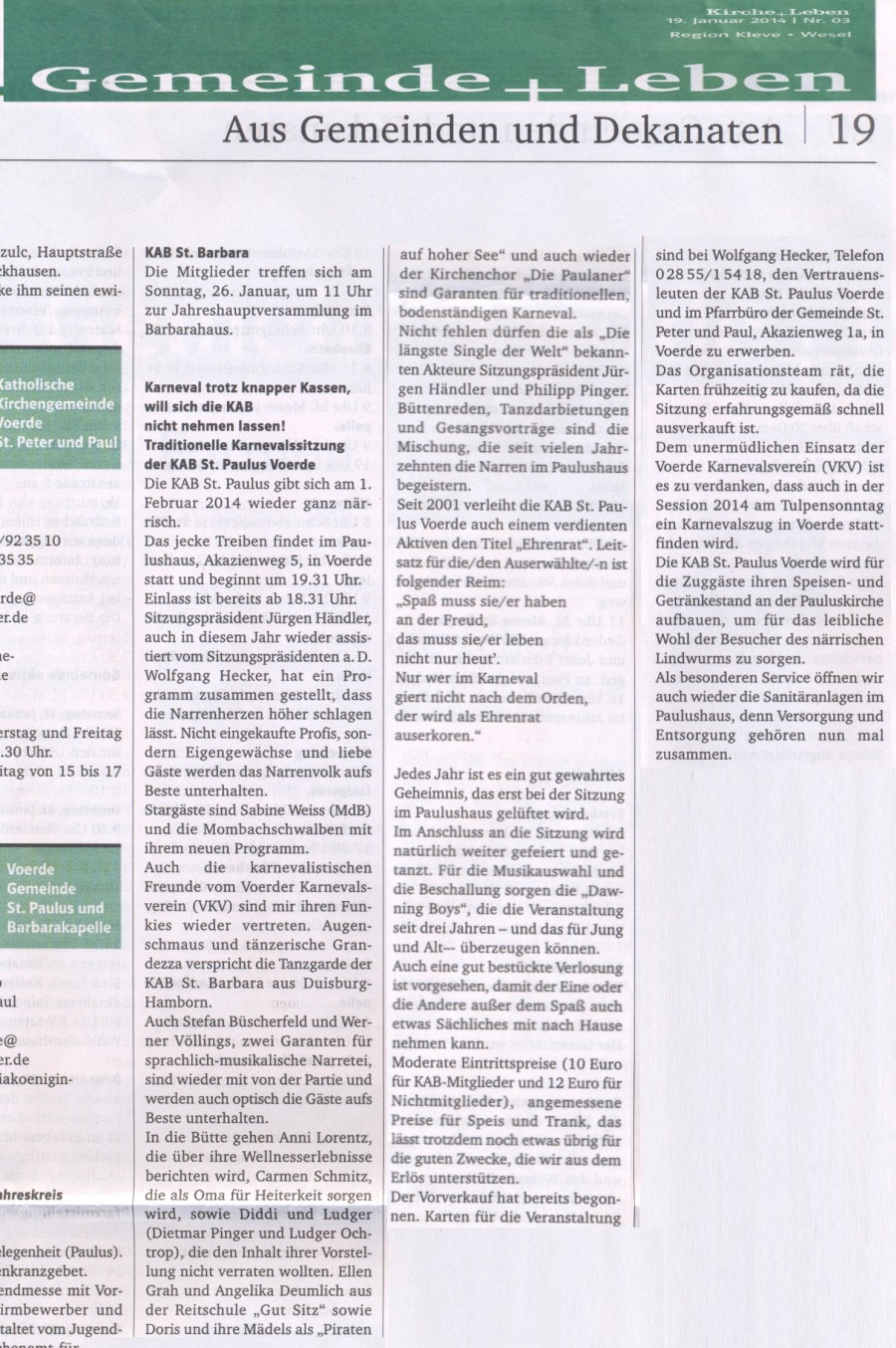 Kirchenzeitung vom 19.Januar 2014 -Klicke und Bild erscheint in Farbe und Gr&ouml;&szlig;er
